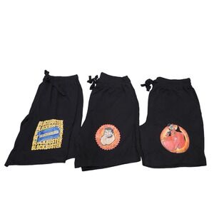 Lot Of 3 Men's M Sleepwear Shorts Black Pajama Lounge Pull on Drawstring NEW